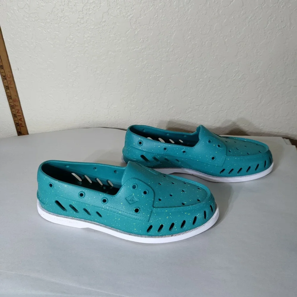Sperry Authentic Original Float Boat Shoes Teal Splatter Mens 10 Womens 12